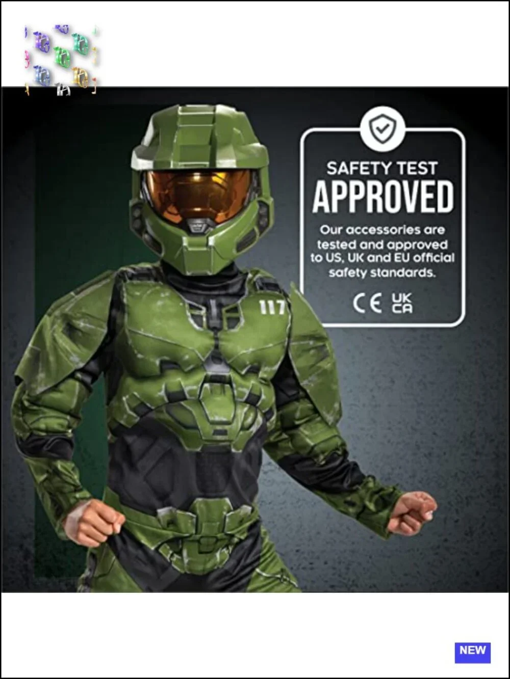 Kids Master Chief Muscle Costume Jumpsuit with Mask, Halo Infinite Cosplay,